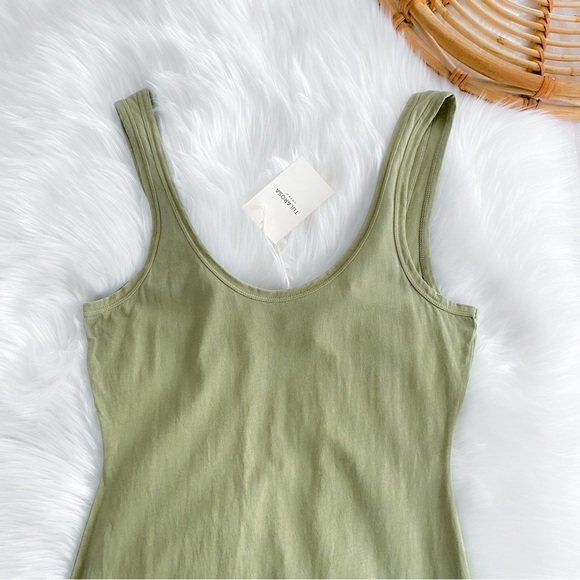 Tularosa Green The Willa Tank Dress Palm Green Shirt Midi Dress Slit NEW XS NWT - Picture 10 of 16